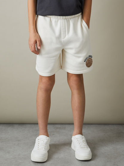Dsiney Kidz - Reiss Off White Arto 3-9 yrs Relaxed Embroidered Basketball Shorts image 3