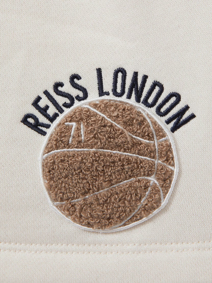 Dsiney Kidz - Reiss Off White Arto 3-9 yrs Relaxed Embroidered Basketball Shorts image 4