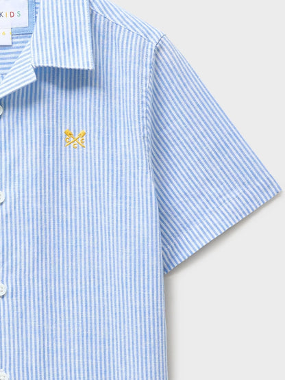 Dsiney Kidz - Crew Clothing Blue Linen-Blend Resort Shirt image 3