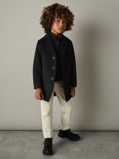 Dsiney Kidz - Reiss Black Gable 3-9 yrs Single Breasted Overcoat image 1