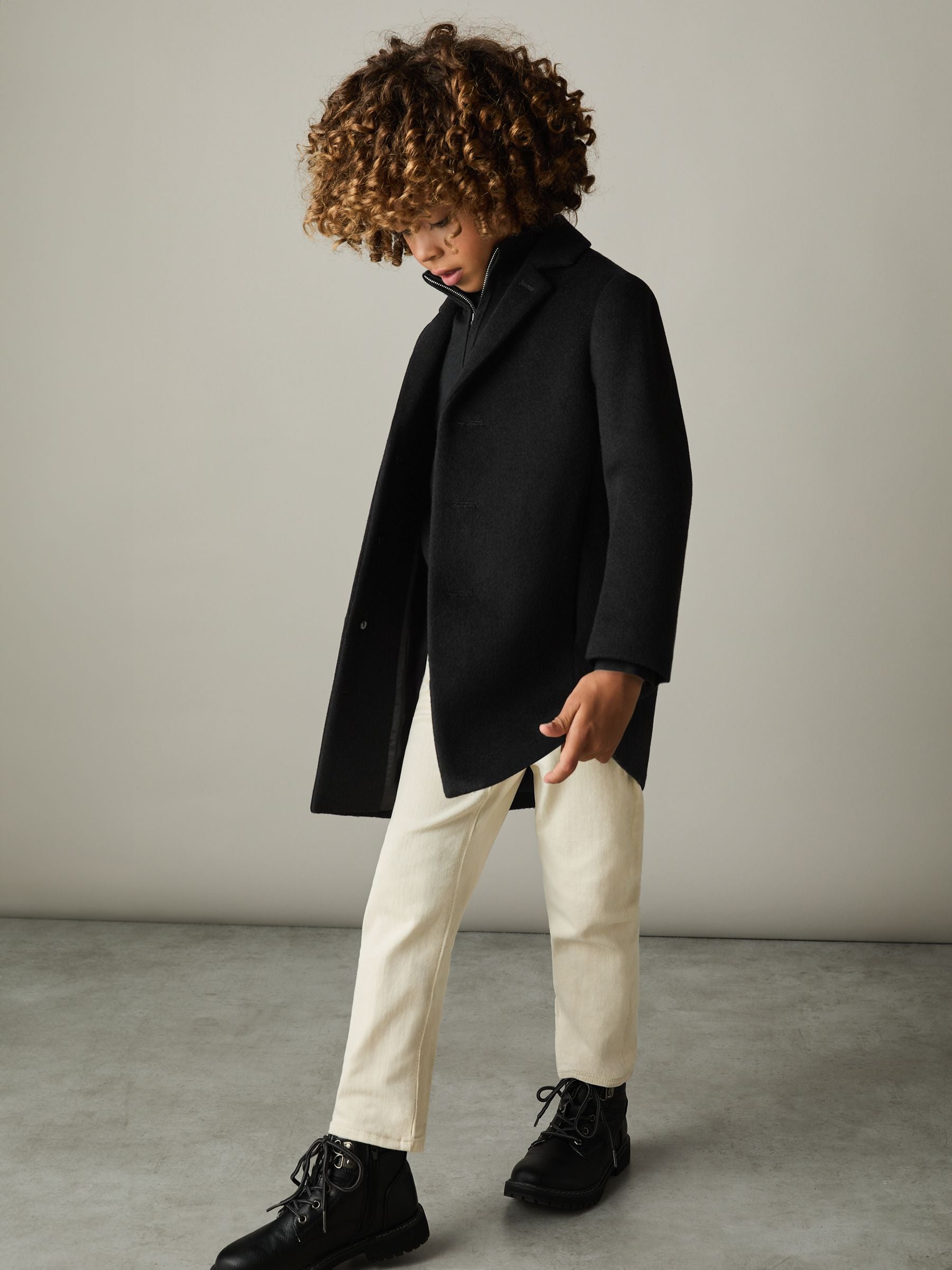 Dsiney Kidz - Reiss Black Gable 3-9 yrs Single Breasted Overcoat image 3