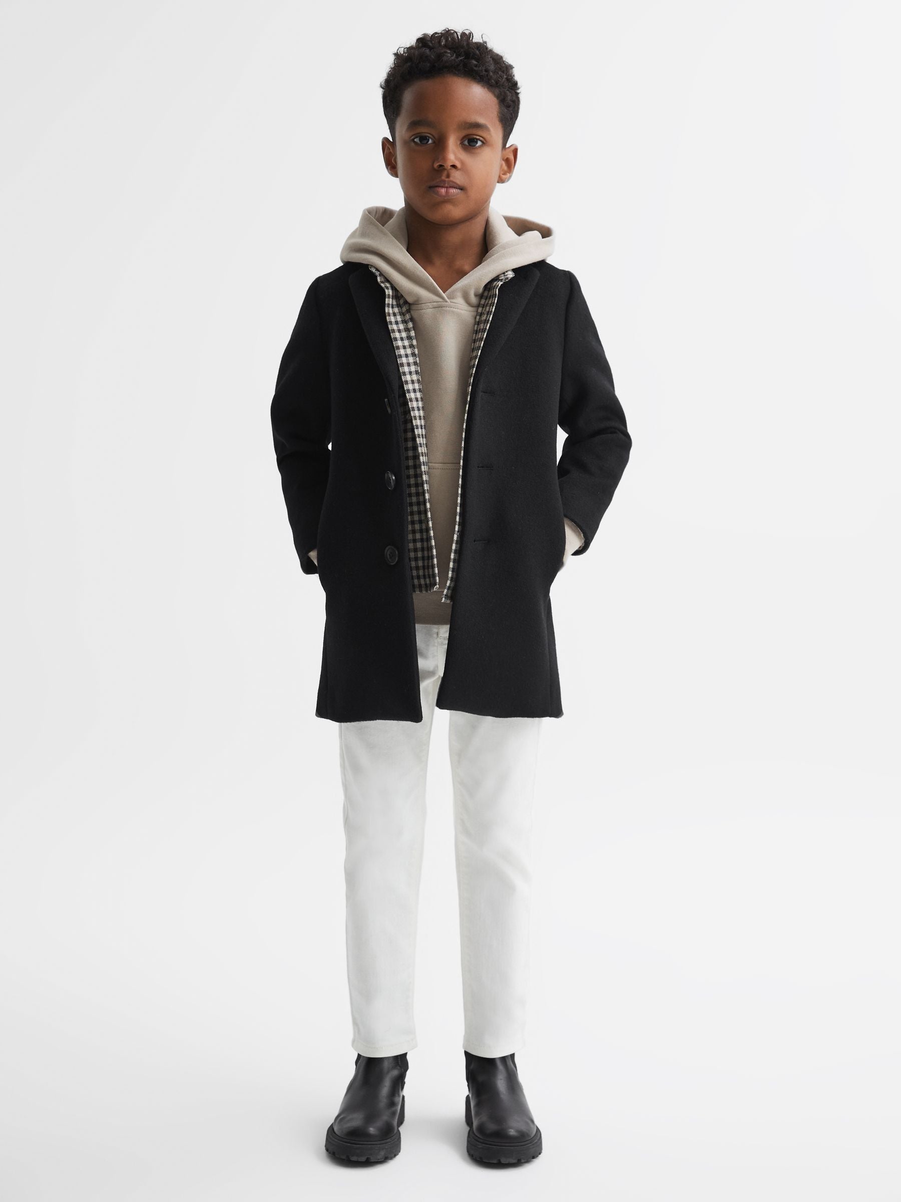 Dsiney Kidz - Reiss Black Gable 3-9 yrs Single Breasted Overcoat image 5