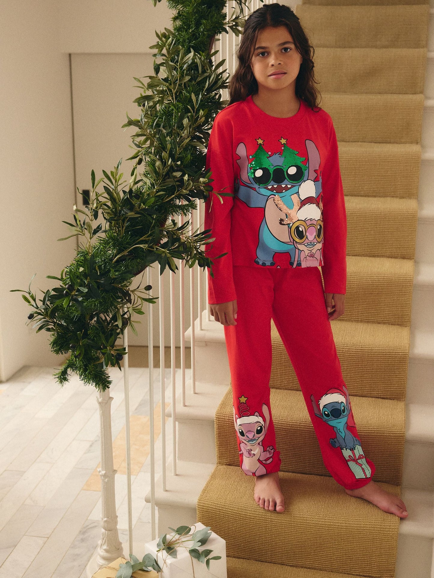 Red Lilo and Stitch Christmas Pyjamas (3-14yrs)