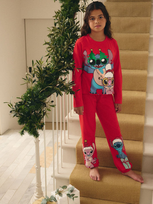 Red Lilo and Stitch Christmas Pyjamas (3-14yrs)