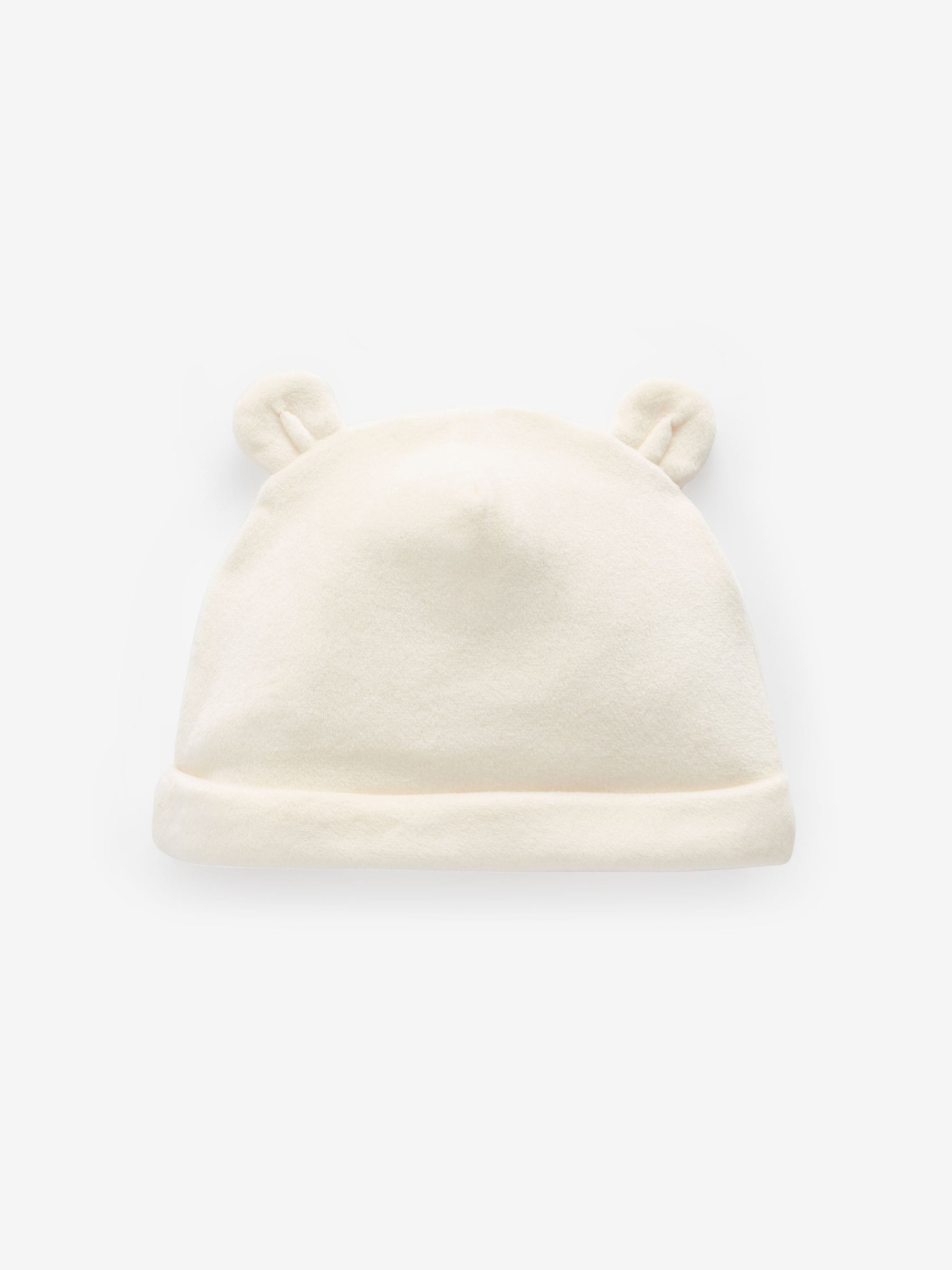Cream Velour Baby Beanie Hats 2 Pack (0-12mths) image 2