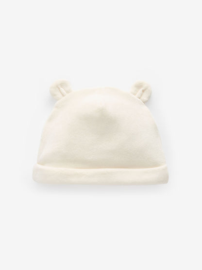 Cream Velour Baby Beanie Hats 2 Pack (0-12mths) image 2