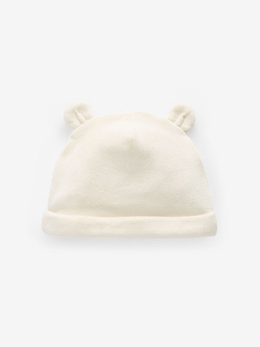 Cream Velour Baby Beanie Hats 2 Pack (0-12mths) image 2