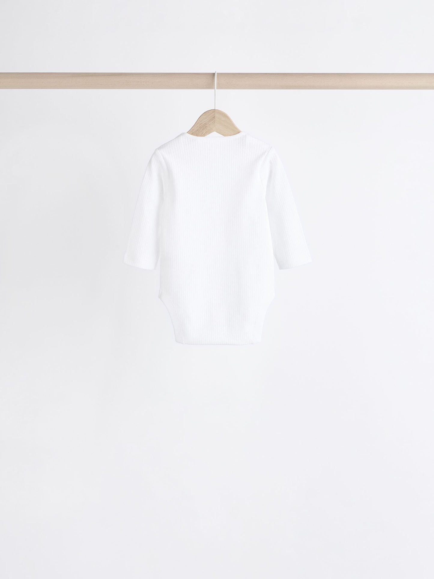 White Long Sleeve Rib Baby Bodysuits 5 Pack image 3