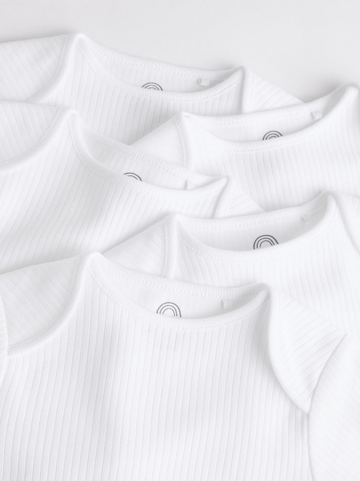 Dsiney Kidz - White Long Sleeve Rib Baby Bodysuits 5 Pack image 5