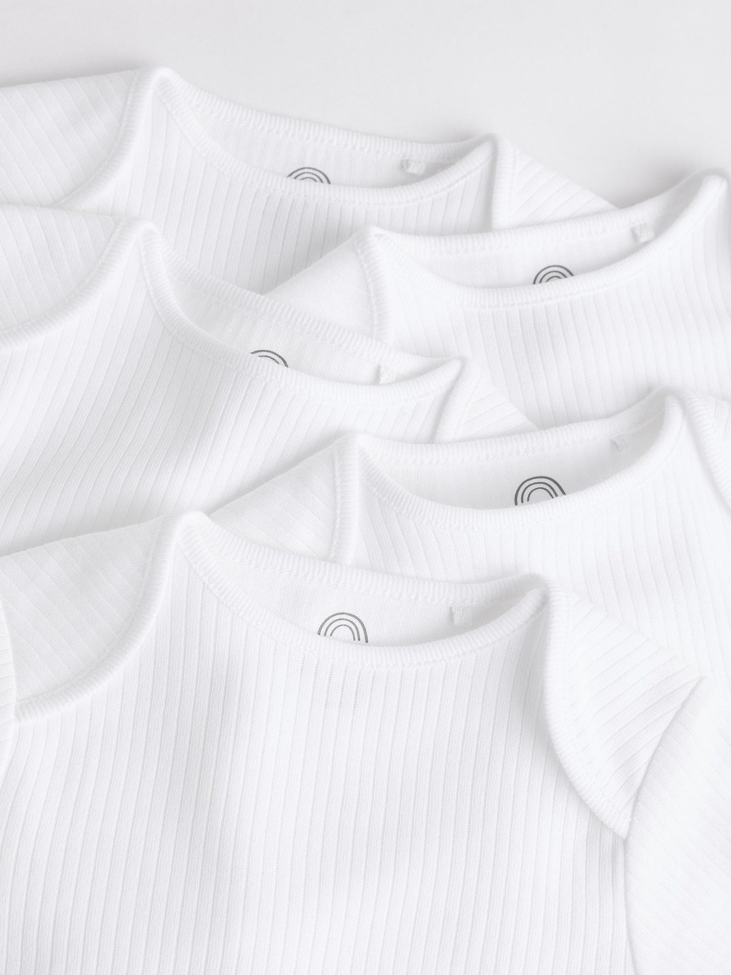 White Long Sleeve Rib Baby Bodysuits 5 Pack image 5