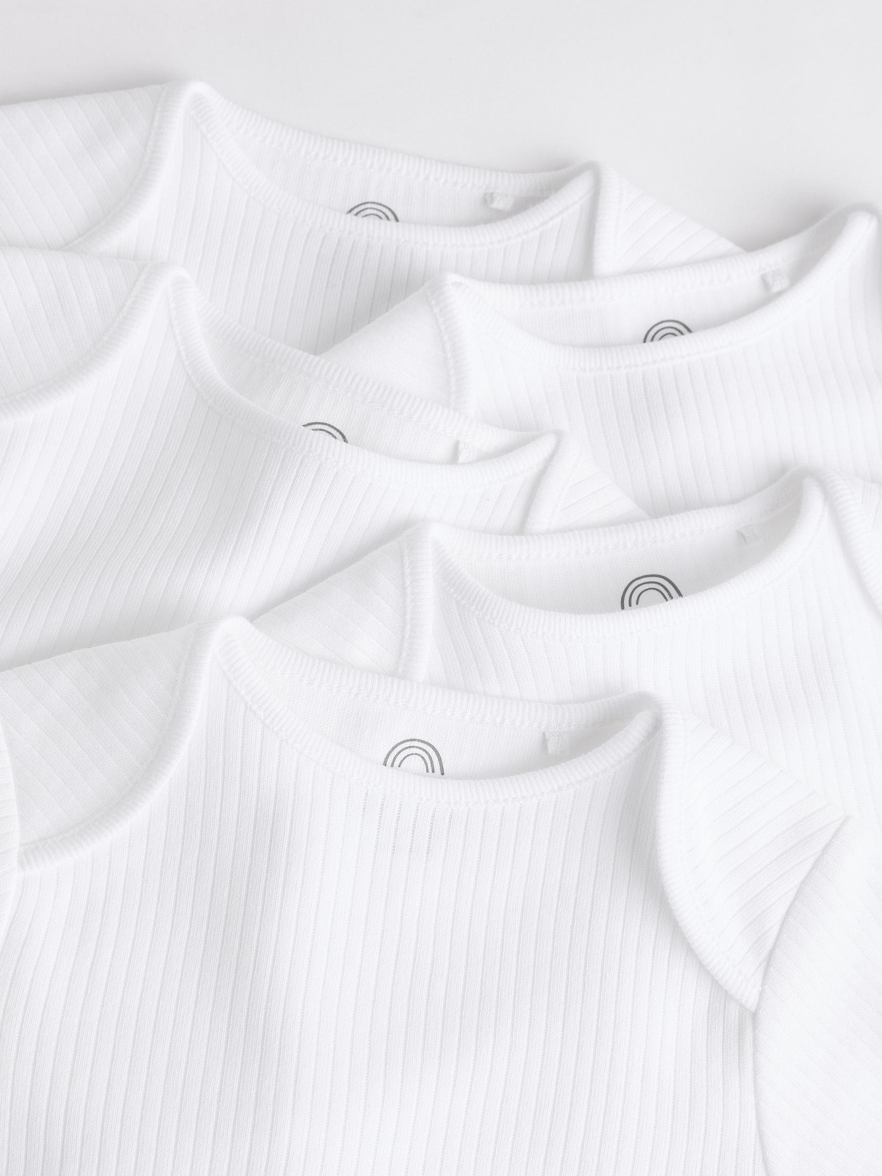 White Long Sleeve Rib Baby Bodysuits 5 Pack image 5