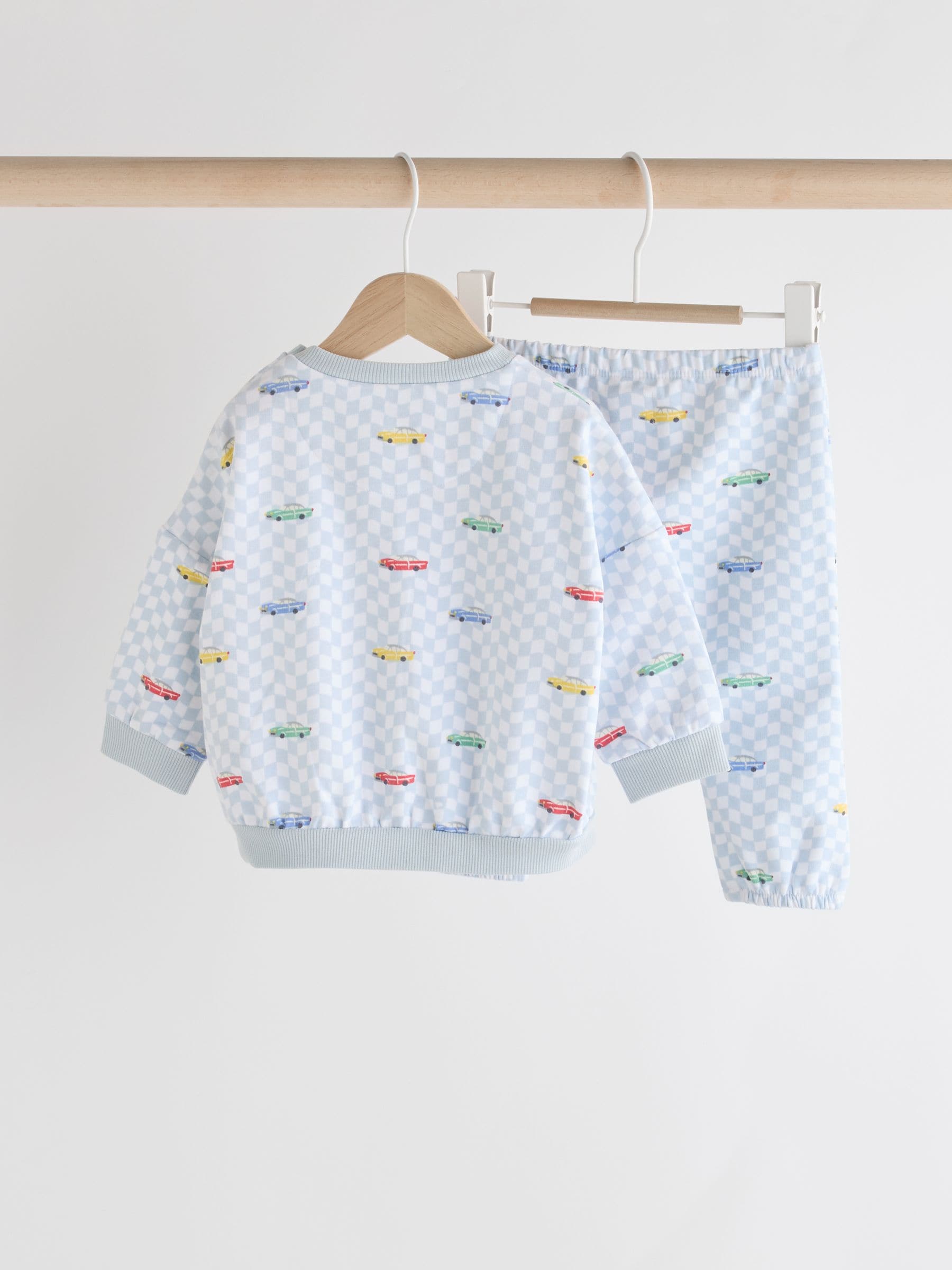 Cath Kidston Blue Checkerboard Transport Baby Sweatshirt and Joggers Set image 2