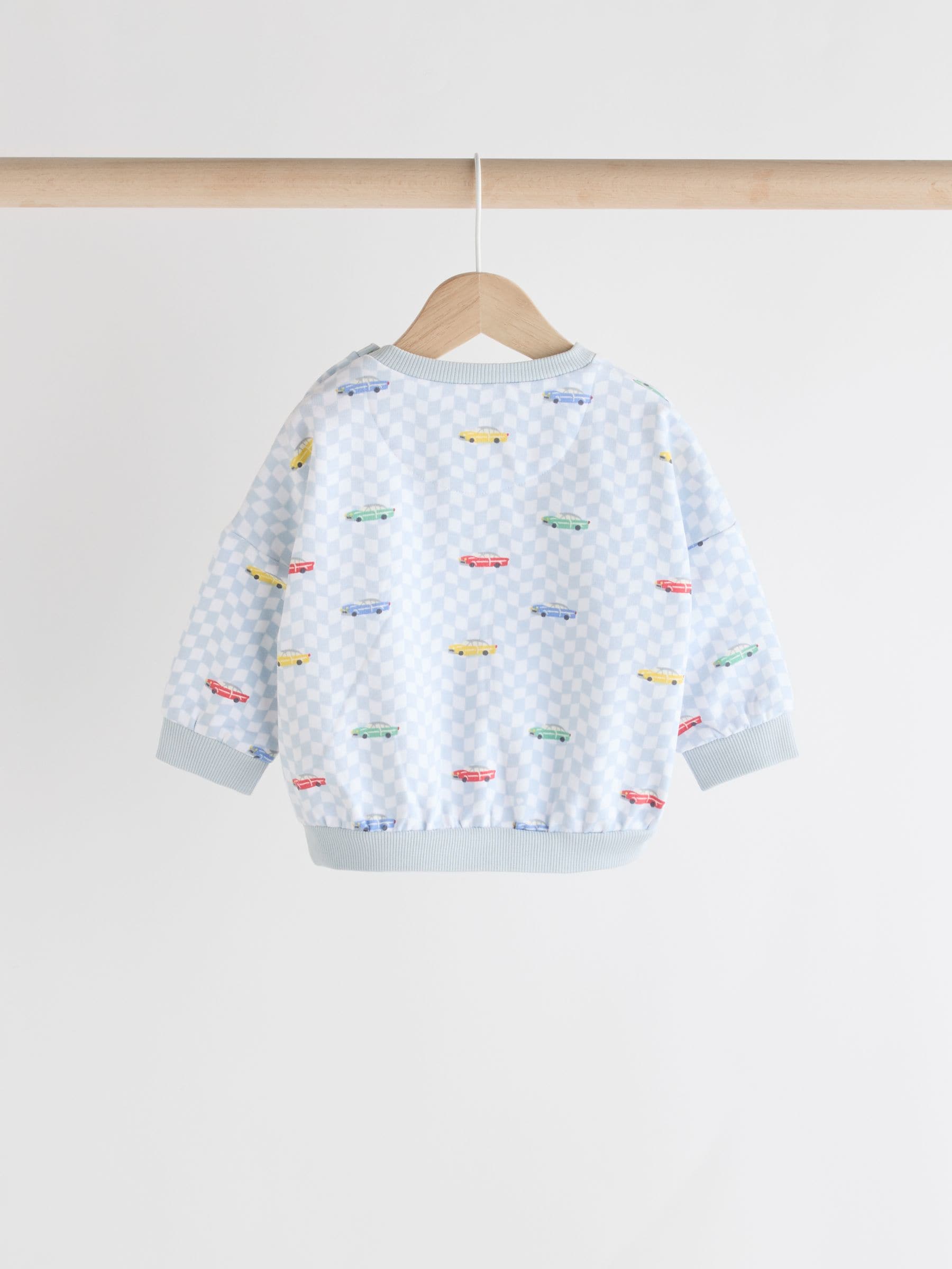 Cath Kidston Blue Checkerboard Transport Baby Sweatshirt and Joggers Set image 4