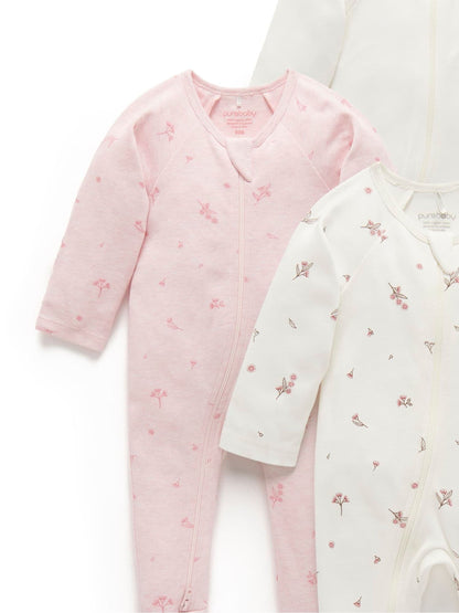 Purebaby Pink Zip Sleepsuits 4 Pack image 3