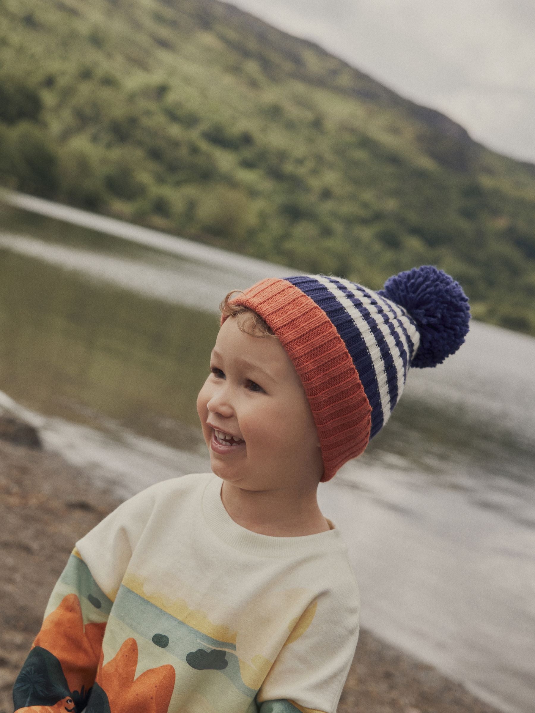 Navy Blue Stripe Hat And Mittens Set (3mths-10yrs) image 4