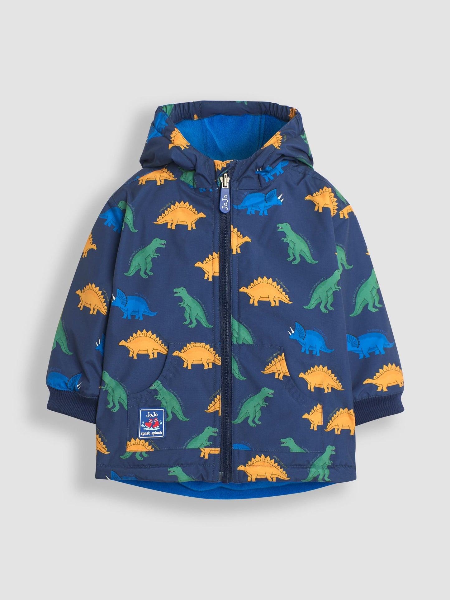 Dsiney Kidz - JoJo Maman Bébé Navy Blue Dinosaur Fleece Lined Jacket image 2