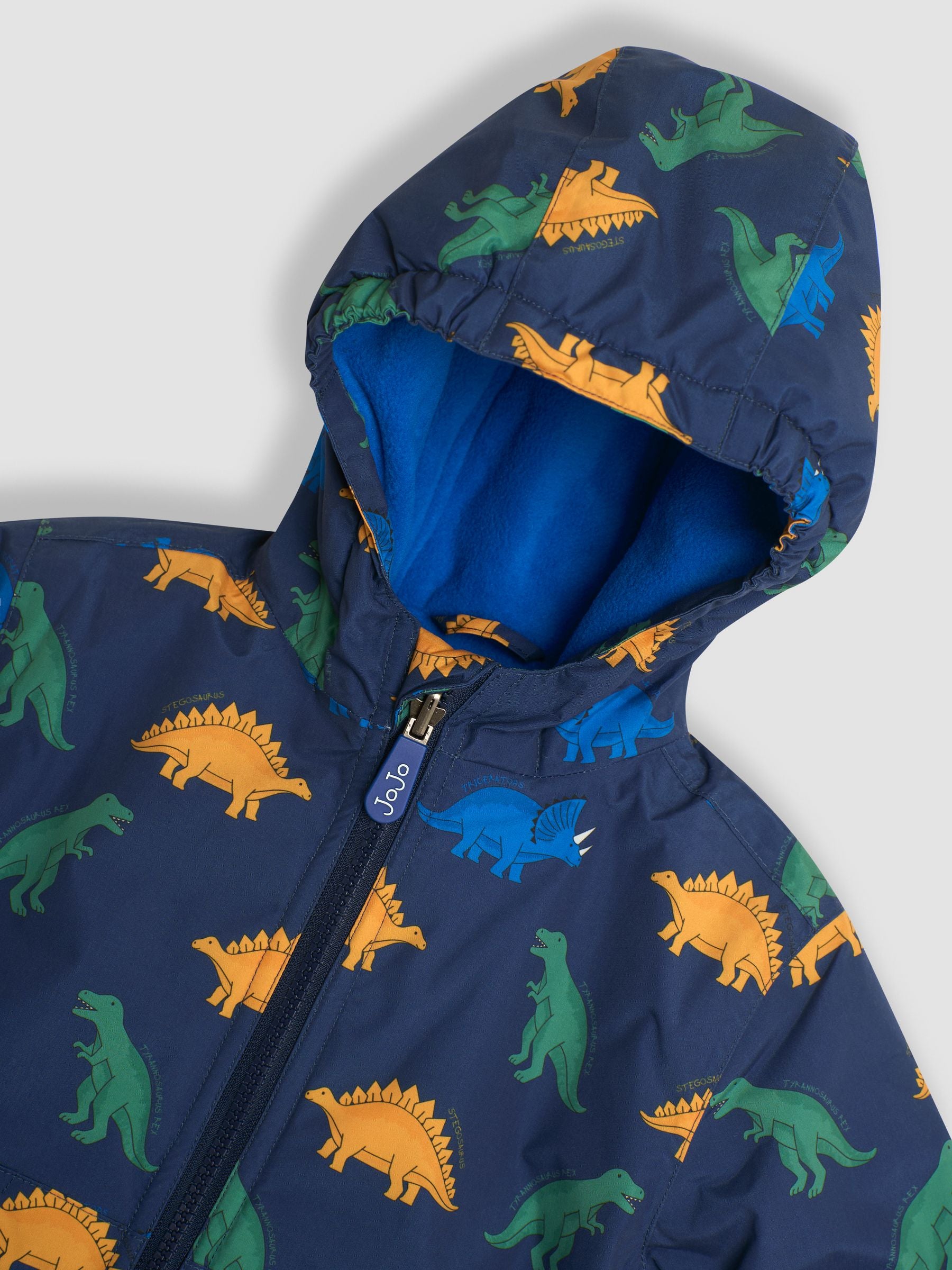 Dsiney Kidz - JoJo Maman Bébé Navy Blue Dinosaur Fleece Lined Jacket image 6