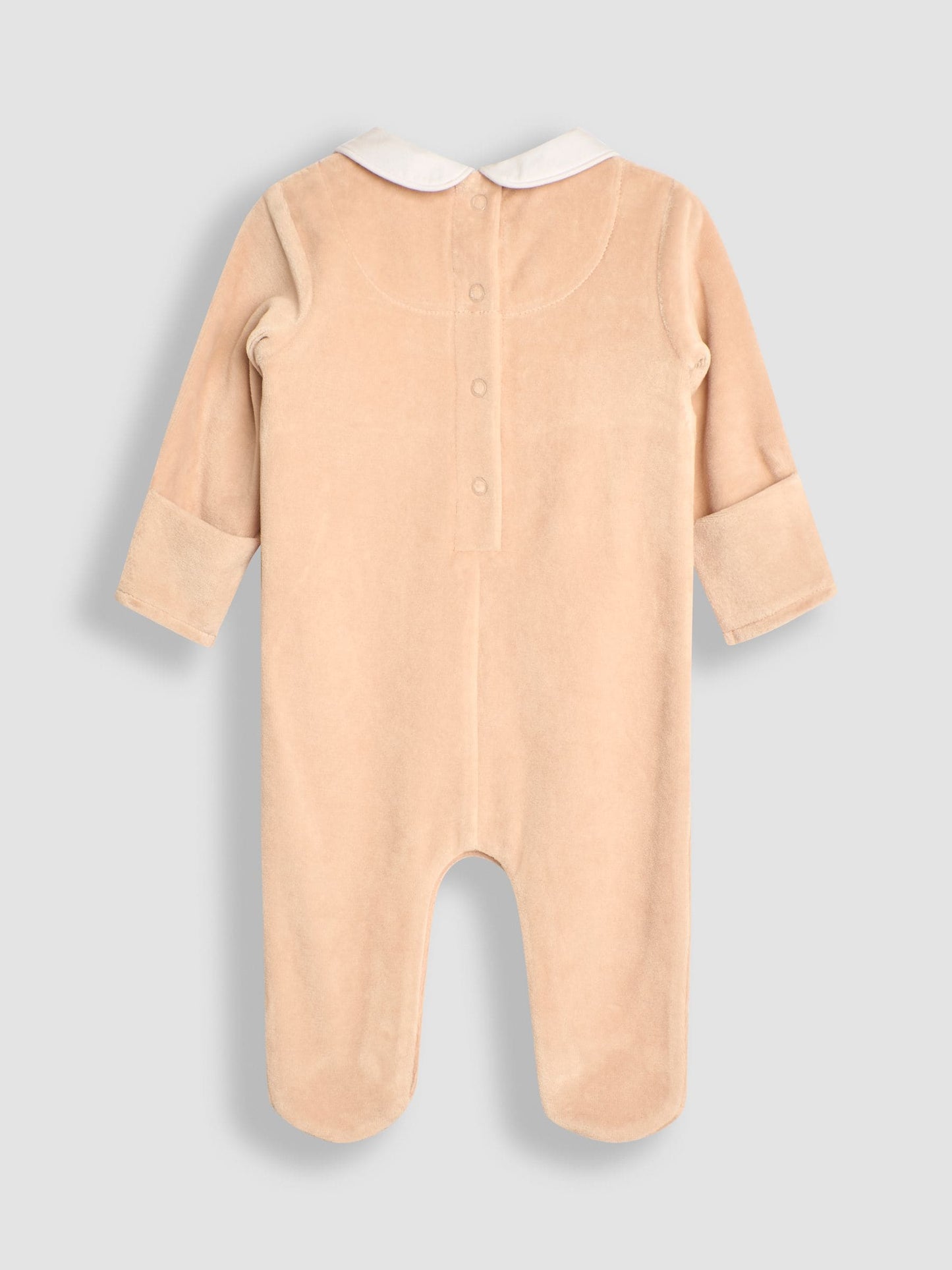 JoJo Maman Bébé Natural Bear Smocked Velour All-In-One image 2