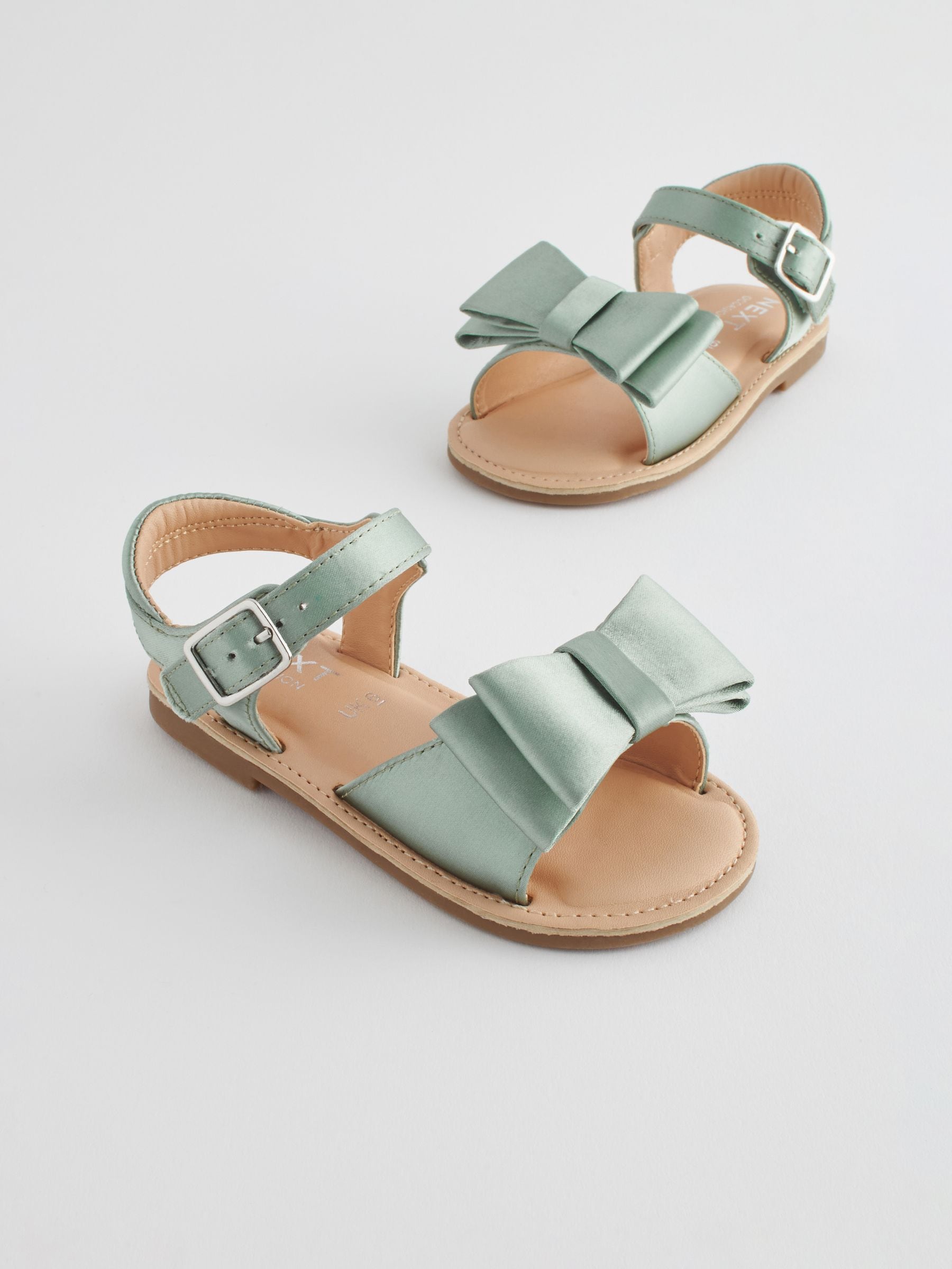 Sage Green Satin Bridesmaid Bow Sandals image 1