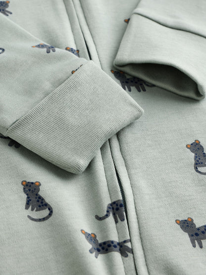 Teal Blue Baby Printed Zip Sleepsuits 3 Pack (0mths-3yrs) image 3