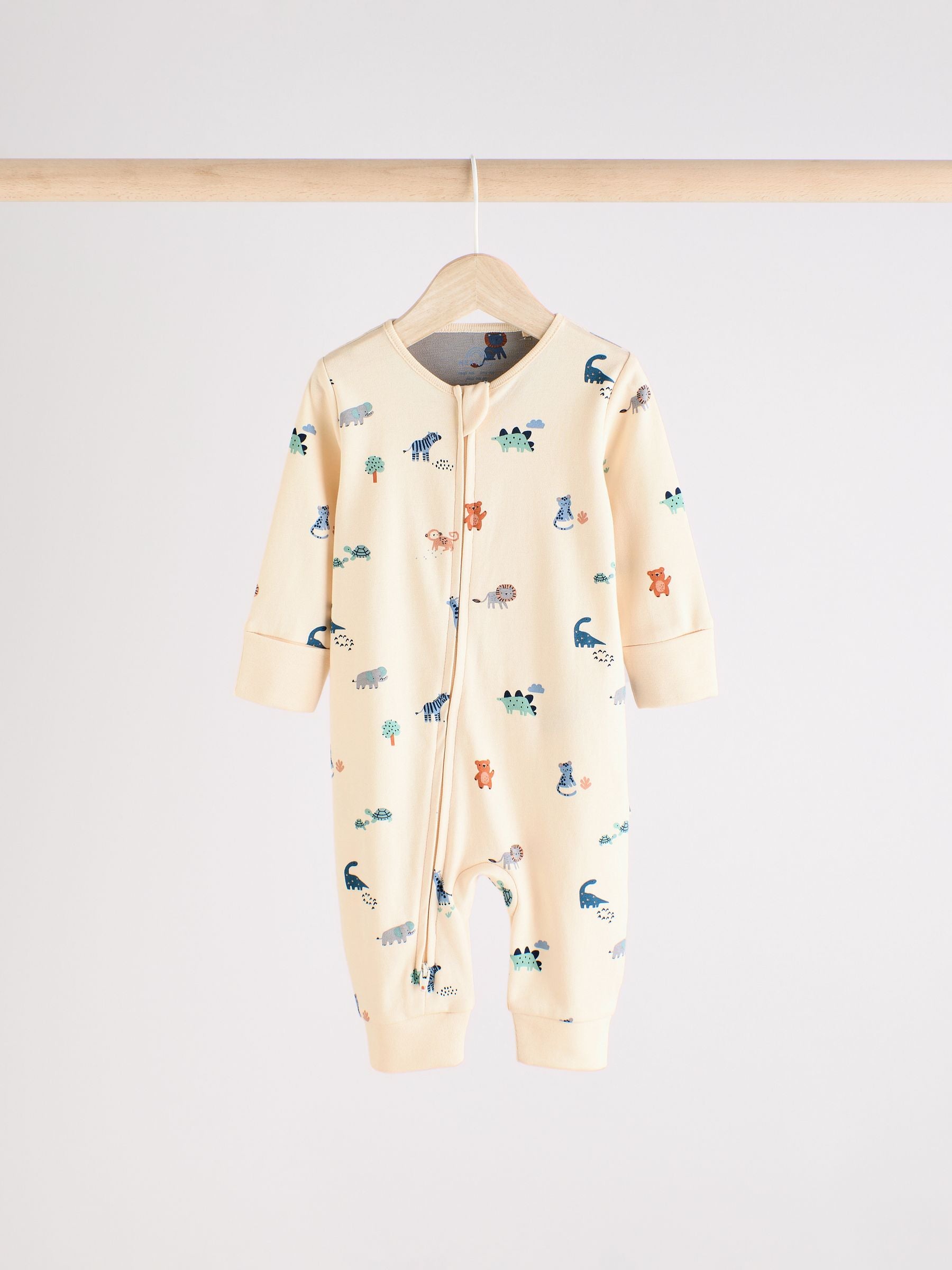 Teal Blue Baby Printed Zip Sleepsuits 3 Pack (0mths-3yrs) image 6