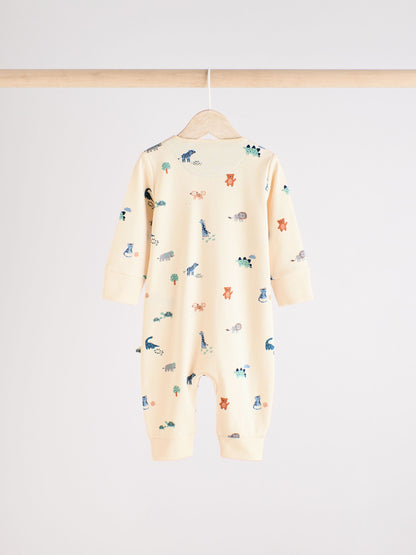 Teal Blue Baby Printed Zip Sleepsuits 3 Pack (0mths-3yrs) image 9