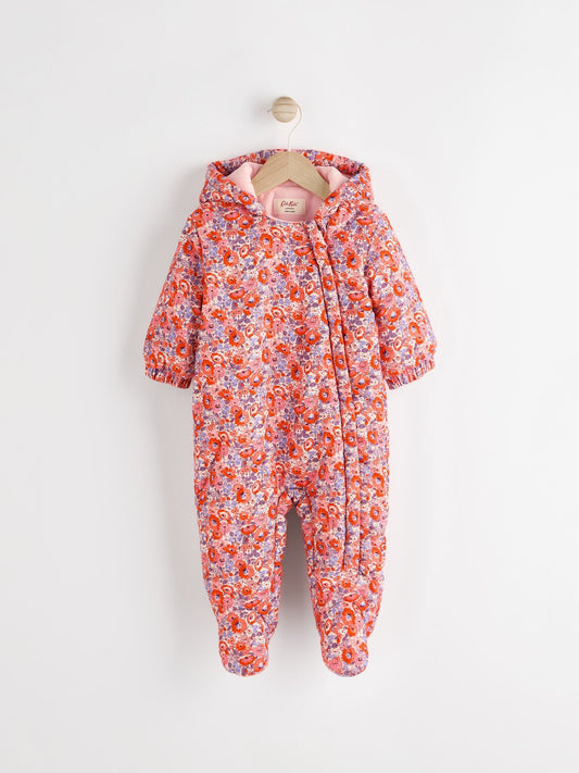 Cath Kidston Red Floral Baby Corduroy All-in-one Pramsuit
