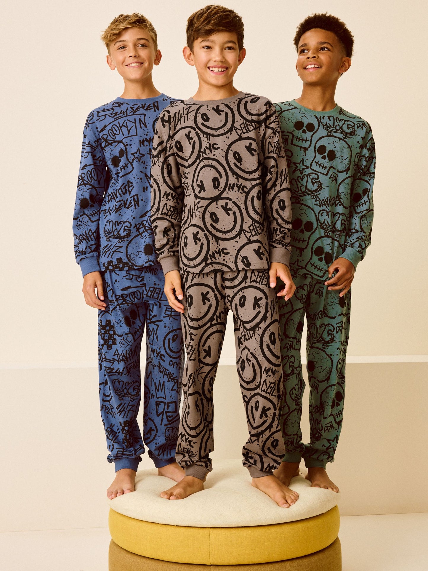 Blue/Green/Neutral Character Long Sleeve Pyjamas 3 Pack (3-16yrs) image 7