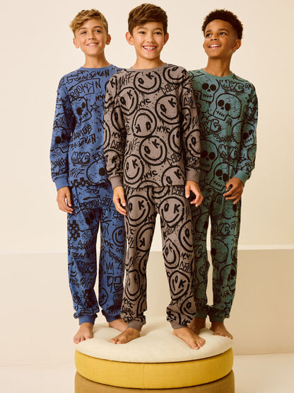 Blue/Green/Neutral Character Long Sleeve Pyjamas 3 Pack (3-16yrs) image 7
