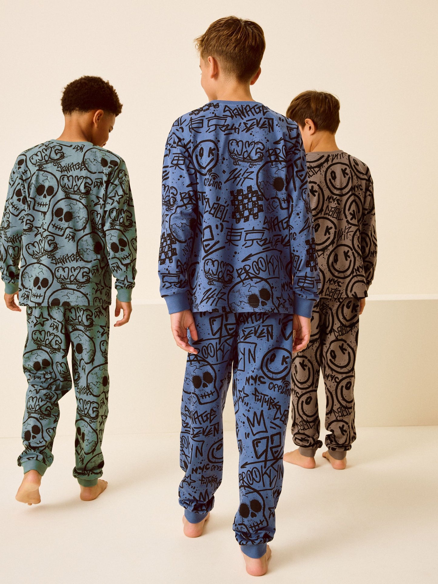 Blue/Green/Neutral Character Long Sleeve Pyjamas 3 Pack (3-16yrs) image 8