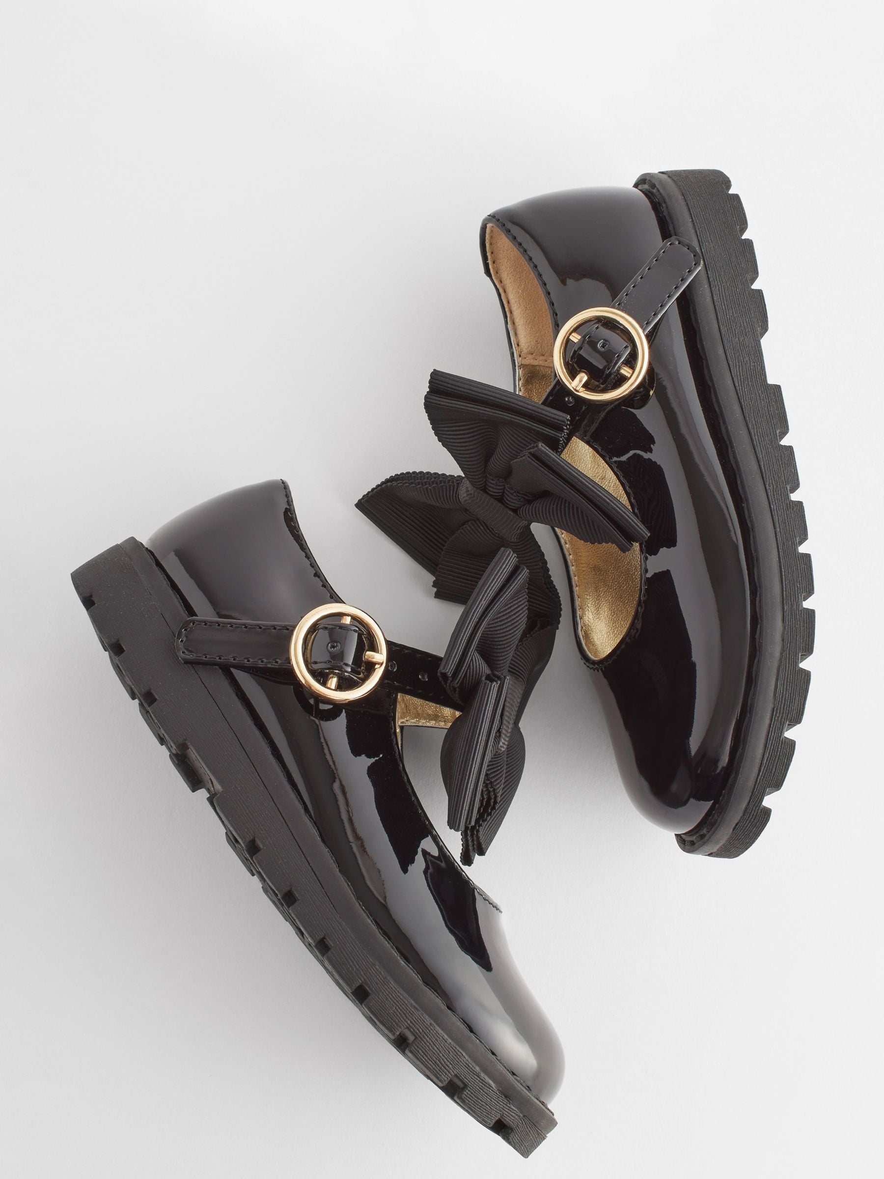 Black Wide Fit (G) Chunky Bow Mary Jane Shoes image 3