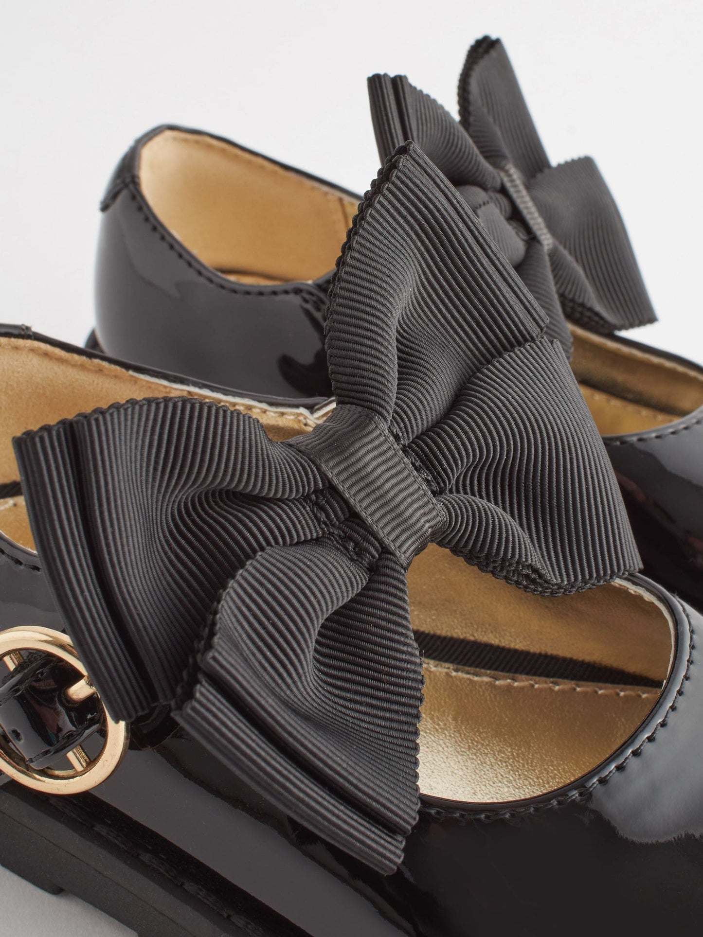 Black Wide Fit (G) Chunky Bow Mary Jane Shoes image 6