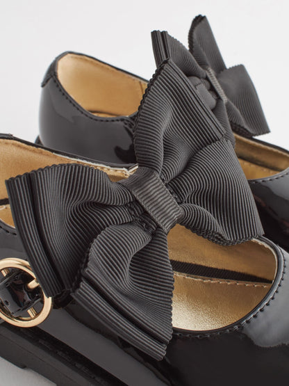 Black Wide Fit (G) Chunky Bow Mary Jane Shoes image 6