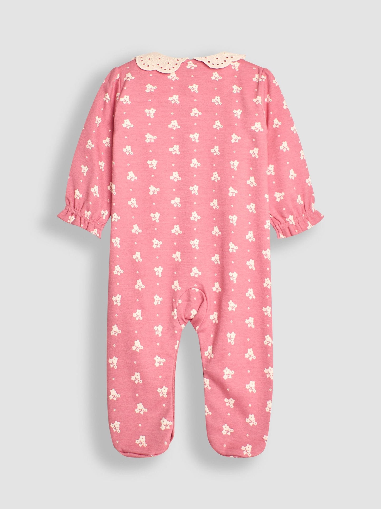 JoJo Maman Bébé Rose Pink Pretty Printed Collar Sleepsuit image 4