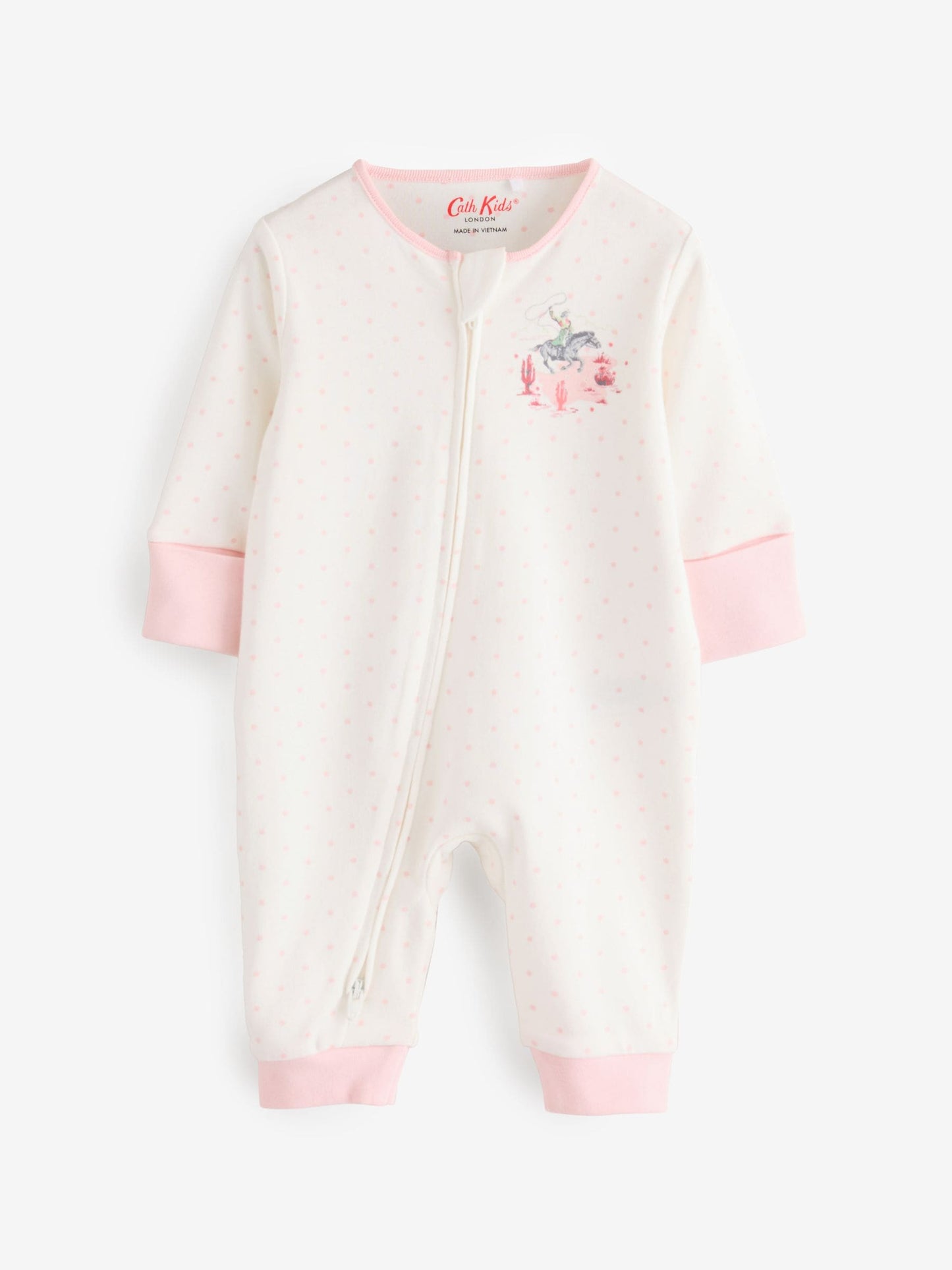 Pink/White Cath Kidston Floral Baby 100% Cotton Sleepsuits 3 Pack image 2