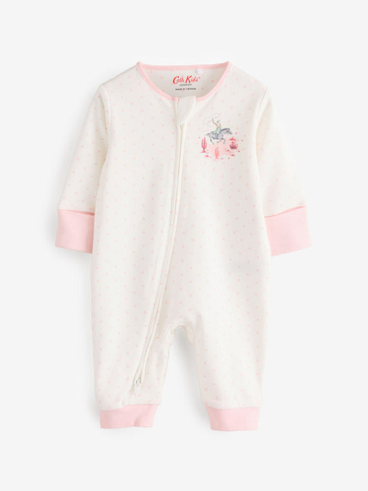 Pink/White Cath Kidston Floral Baby 100% Cotton Sleepsuits 3 Pack image 2
