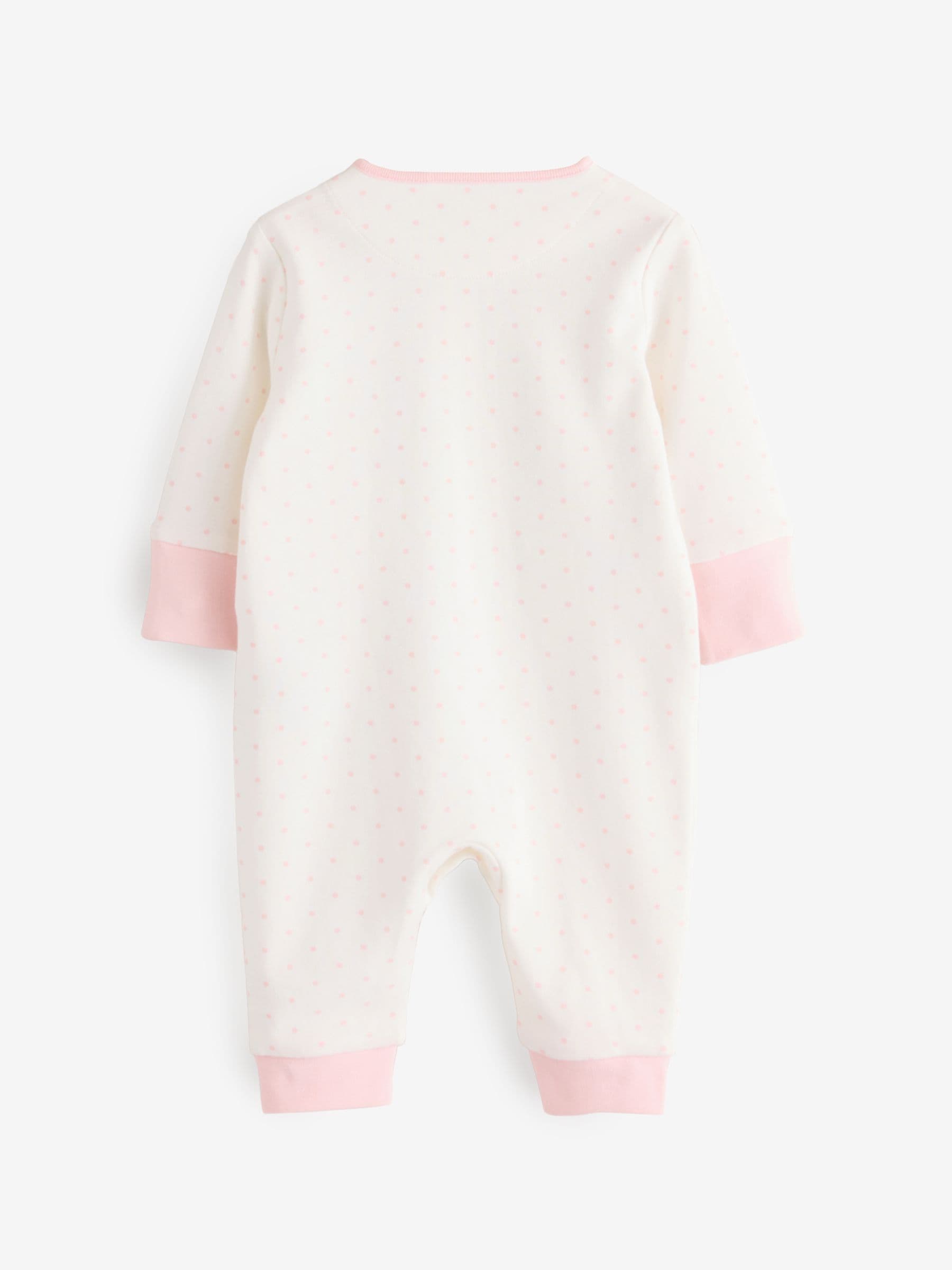 Pink/White Cath Kidston Floral Baby 100% Cotton Sleepsuits 3 Pack image 5