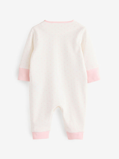 Pink/White Cath Kidston Floral Baby 100% Cotton Sleepsuits 3 Pack image 5