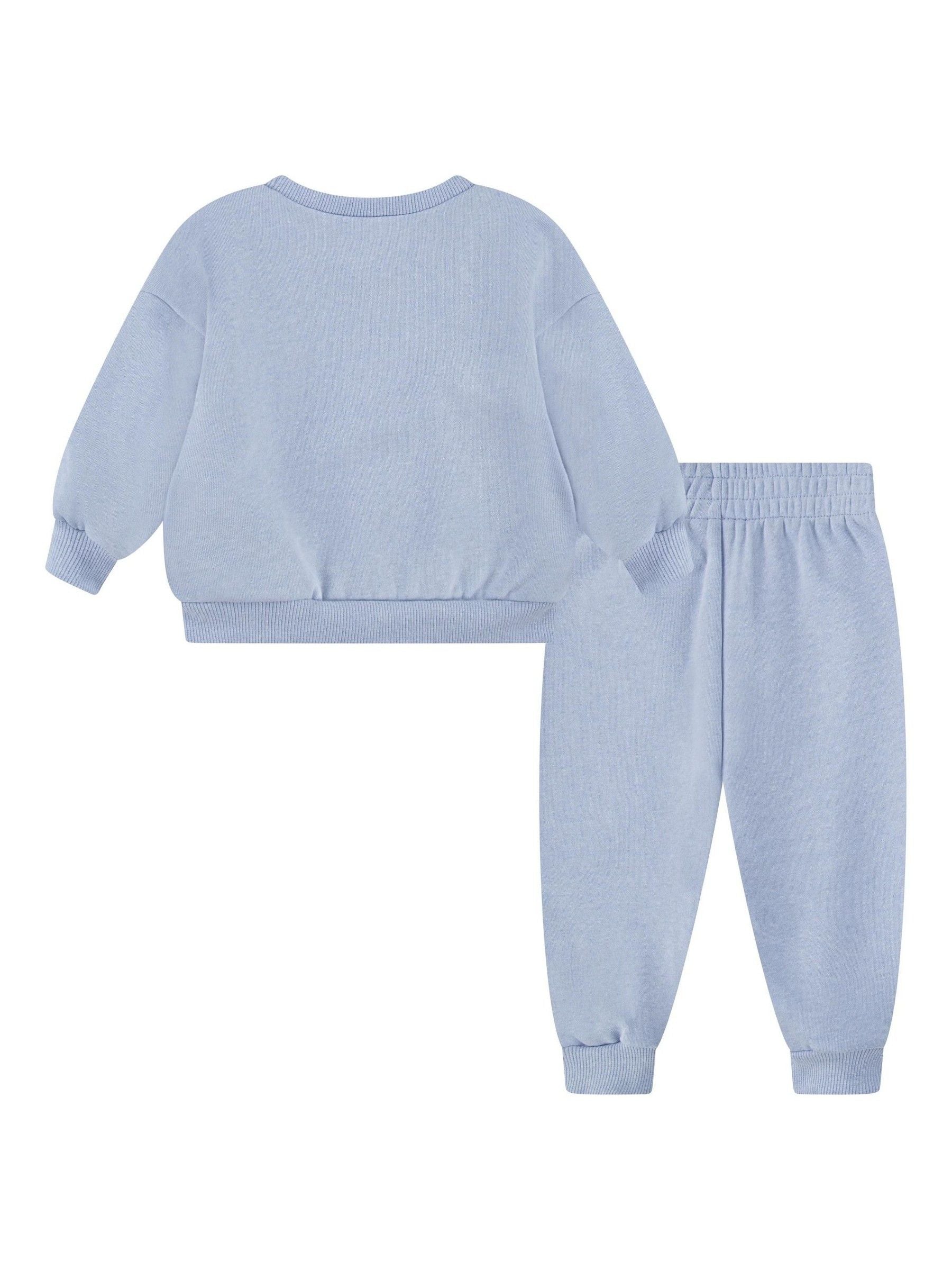 Nike Blue Infant Essential Fleece Crew Neck and Joggers Tracksuit Set image 2