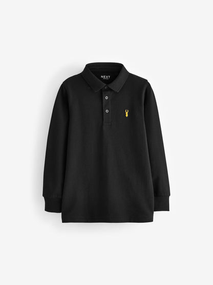 Dsiney Kidz - Black Long Sleeve Polo Shirt (3-16yrs) image 1
