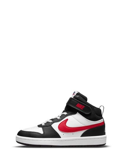 Nike White/Black Red Junior Court Borough Mid Trainers image 2