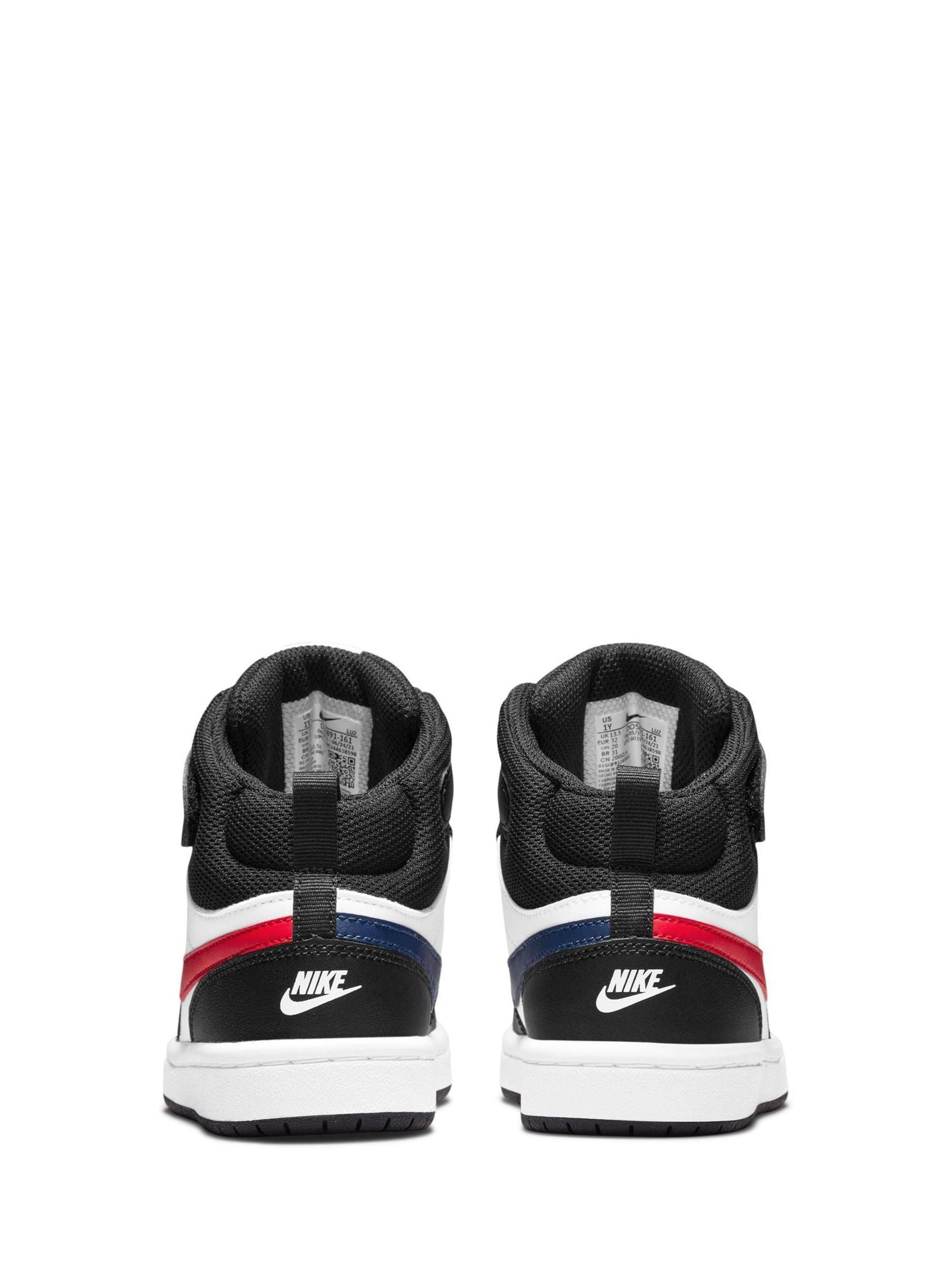 Nike White/Black Red Junior Court Borough Mid Trainers image 5