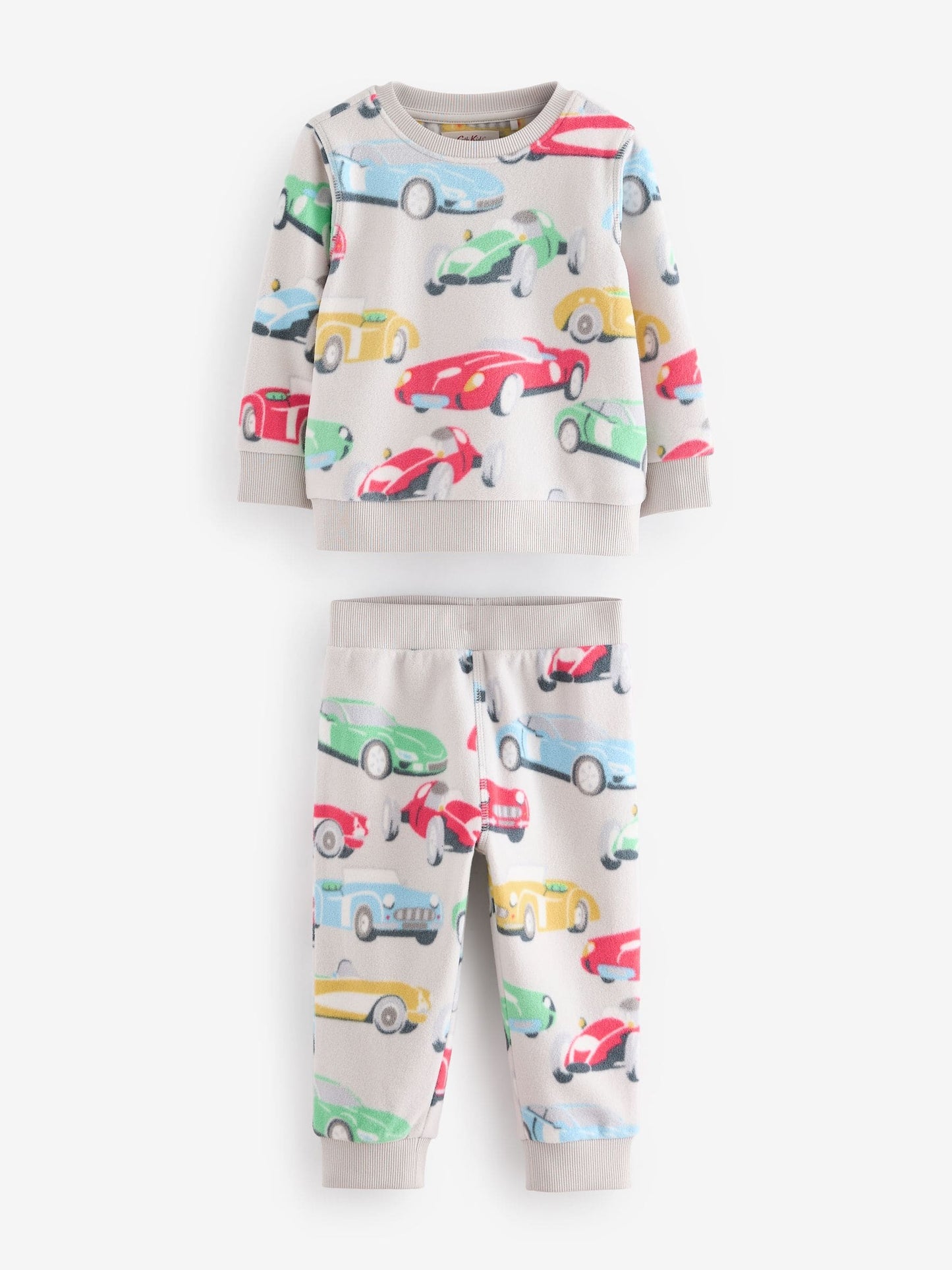 Cath Kidson Red/Ecru White Cars Single Cosy Fleece Pyjamas