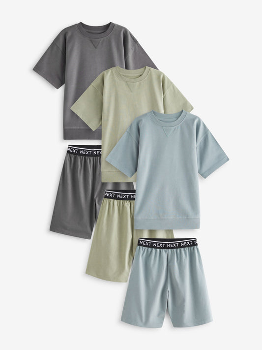 Sage Green Shorts Pyjamas 3 Pack (3-16yrs) image 1