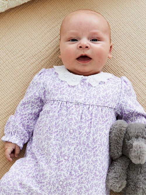 JoJo Maman Bébé Lilac Pretty Floral Sleepsuit image 1