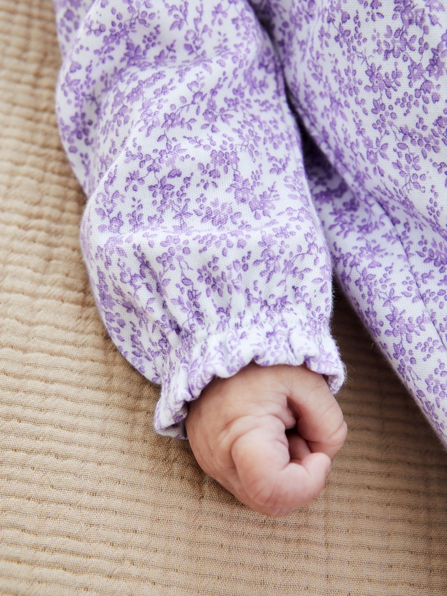 JoJo Maman Bébé Lilac Pretty Floral Sleepsuit image 3