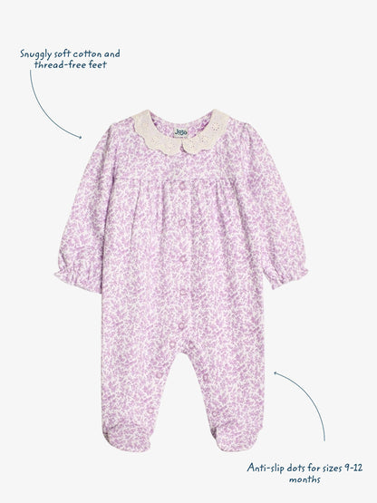 JoJo Maman Bébé Lilac Pretty Floral Sleepsuit image 4