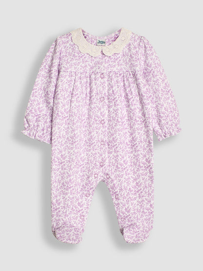 JoJo Maman Bébé Lilac Pretty Floral Sleepsuit image 6