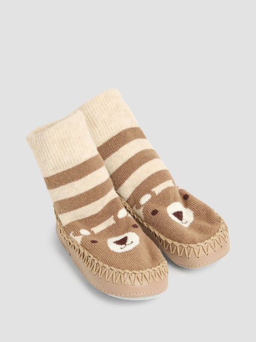 JoJo Maman Bébé Brown Bear Mouse Moccasin Slipper Socks image 1