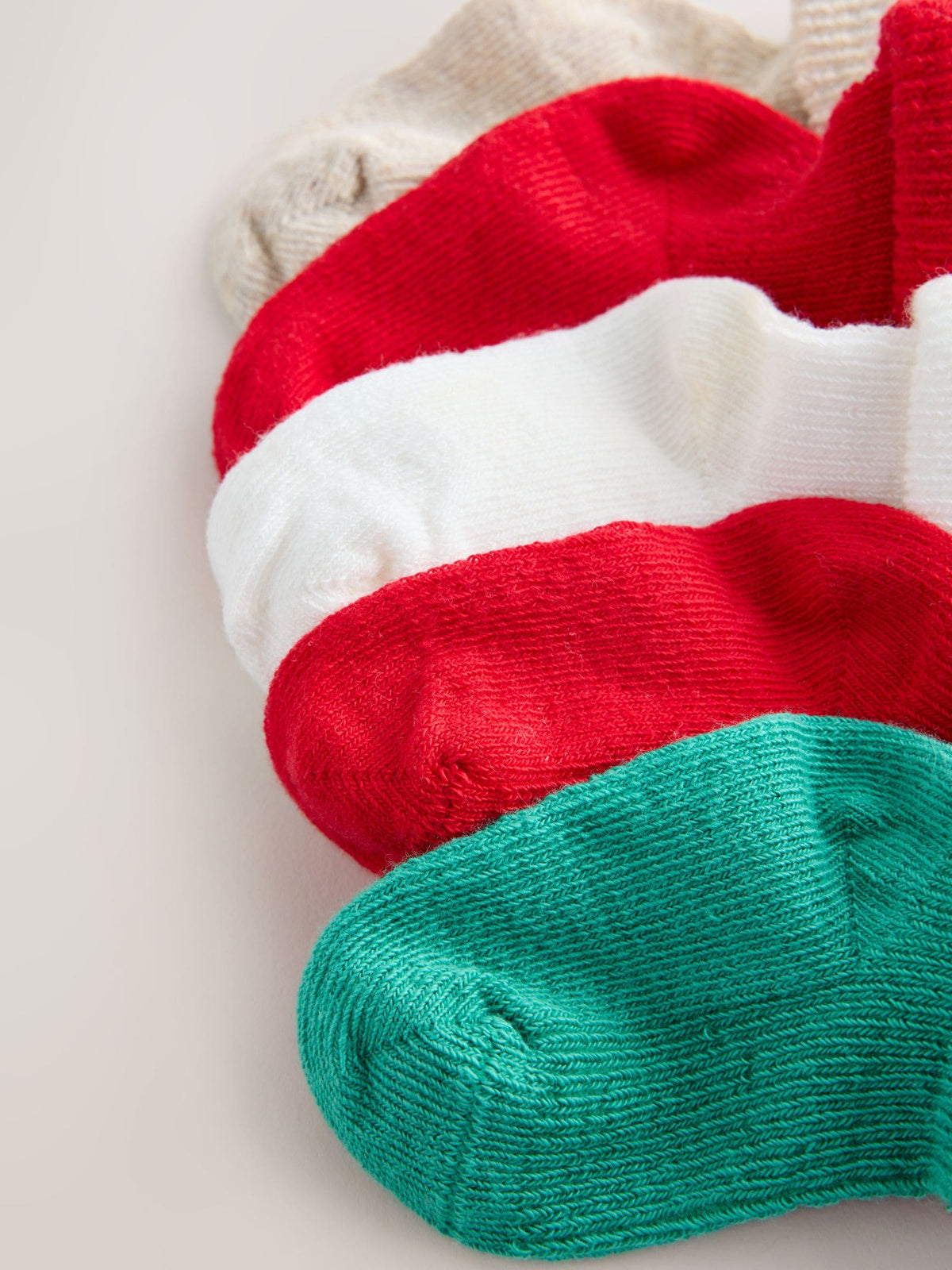 Dsiney Kidz - Red/Green Embroidererd Christmas Roll Top Baby Socks 5 Pack image 3